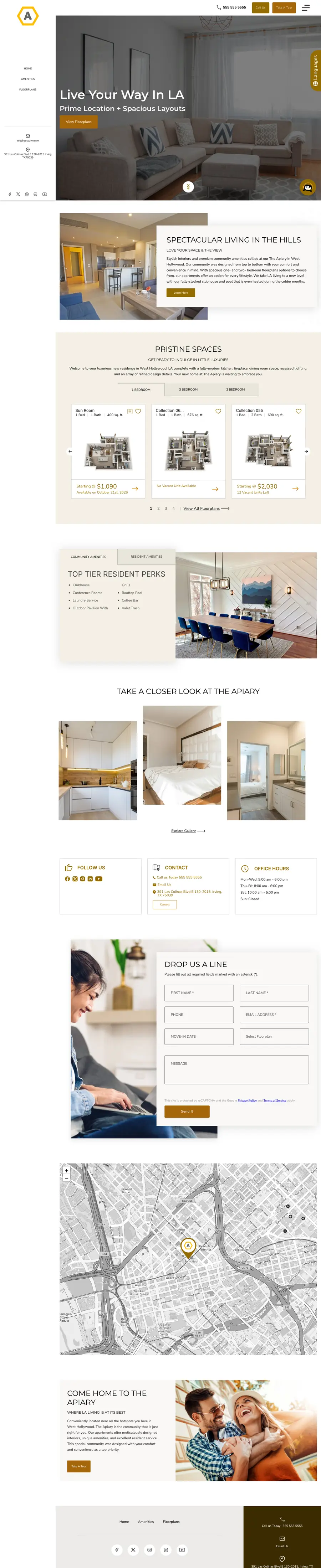 Apiary website theme, full page preview