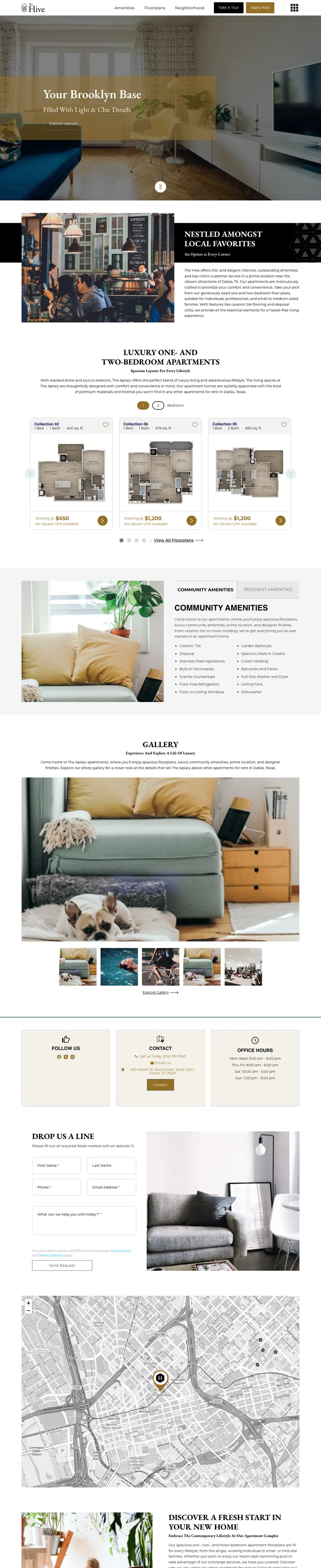 Hive website theme, full page preview