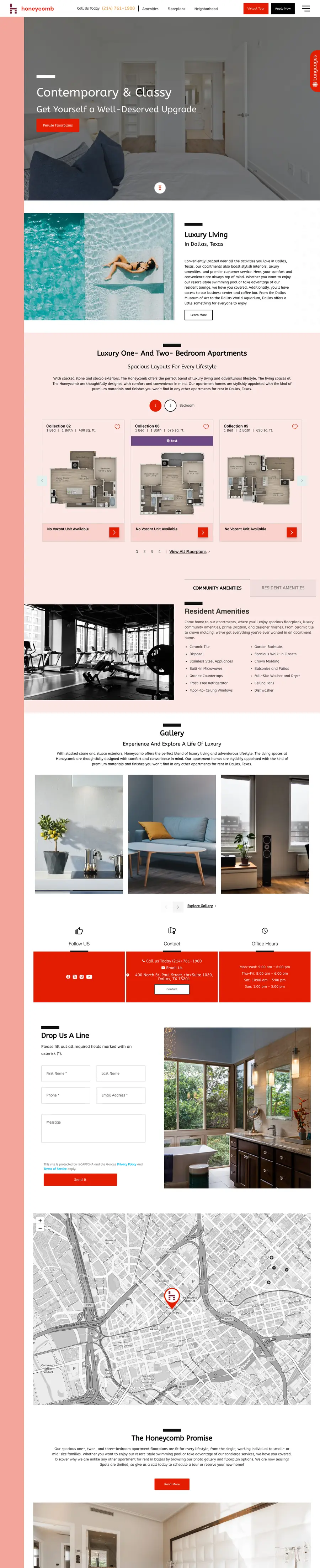 Honeycomb website theme, full page preview