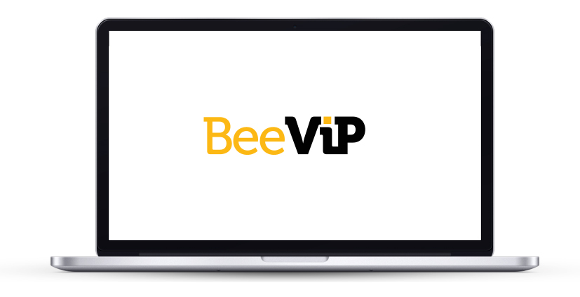 BeeVip logo on a laptop screen - Swifty apartment web designs and multifamily websites