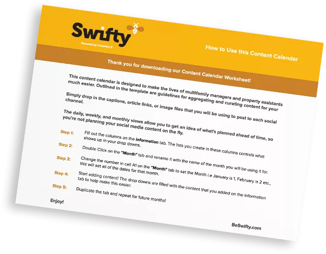 Social Media for Apartments Content Calendar Template