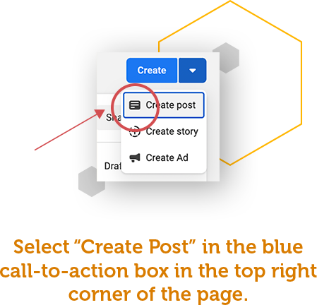 To create a post in Meta Business Suite, click on “Planner” in the left sidebar menu:  Select “Create Post” in the blue call-to-action box in the top right corner of the page.