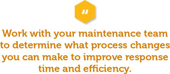 Work with your maintenance team to determine what process changes you can make to improve response time and efficiency. As well, you should regularly communicate with your residents each week about your maintenance team; inform them that you are working hard to fix any issues, then offer temporary solutions. In the A/C example above, your property should be quick to provide window units and fans. In the winter, you could offer space heaters and extra blankets.