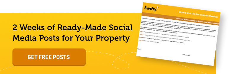 This 2-week social media calendar is designed to make the lives of multifamily managers and property assistants much easier. Outlined in this calendar are generic social media captions for aggregating and curating content for your property's social media newsfeed, with posts for three days of the week. You can publish these in an order or on any days that you would like. We recommend checking your analytics to see which days/times are best to publish on your social media! The calendar is broken up into daily posts per social media account. We have outlined these for Facebook and Instagram, though you can aggregate these across your other social media accounts as needed.