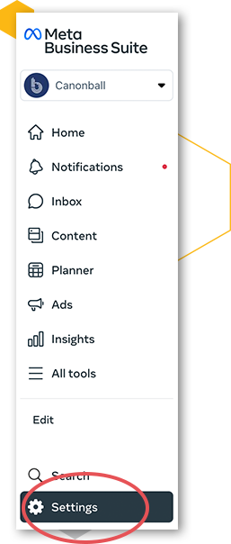 Inside Business Manager, go to “Settings,” then “Pages,” and click on “Add Pages.”