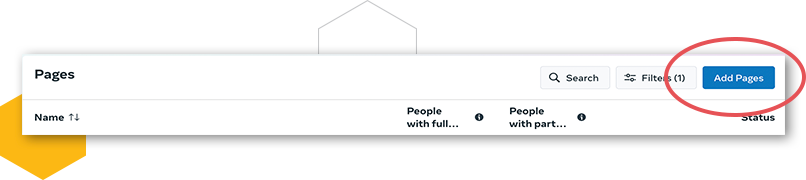Inside Business Manager, go to “Settings,” then “Pages,” and click on “Add Pages.”