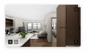 A virtual tour of an apartment interior inside HiveSite