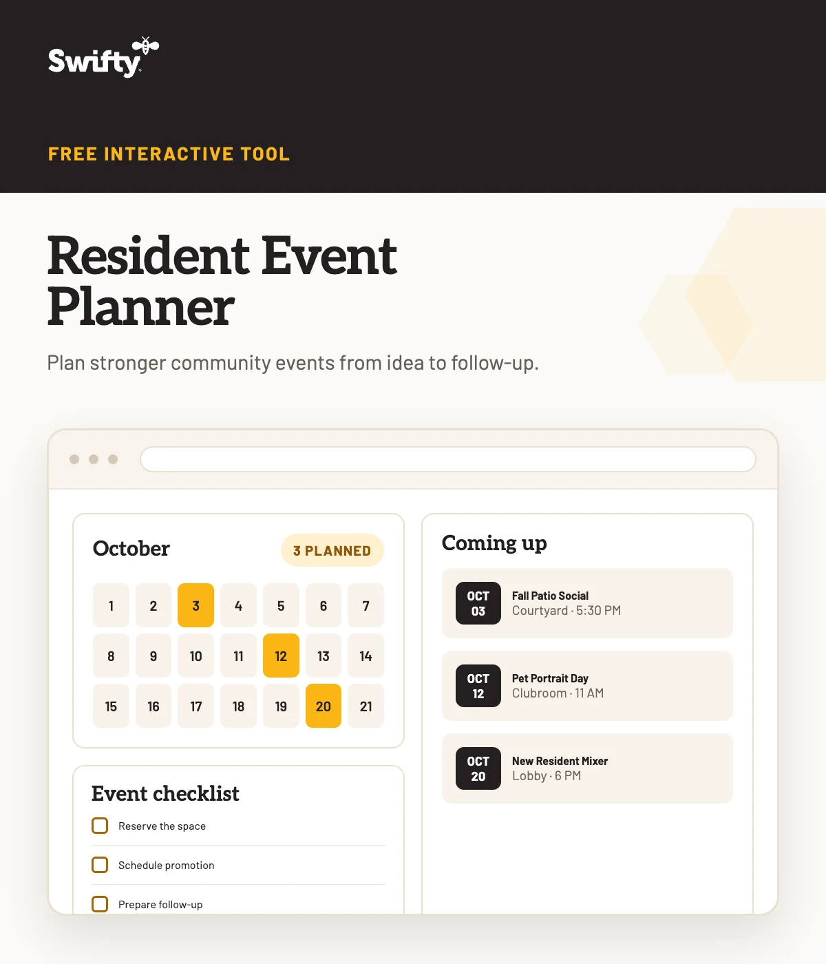 Resident Event Planner interactive resource preview